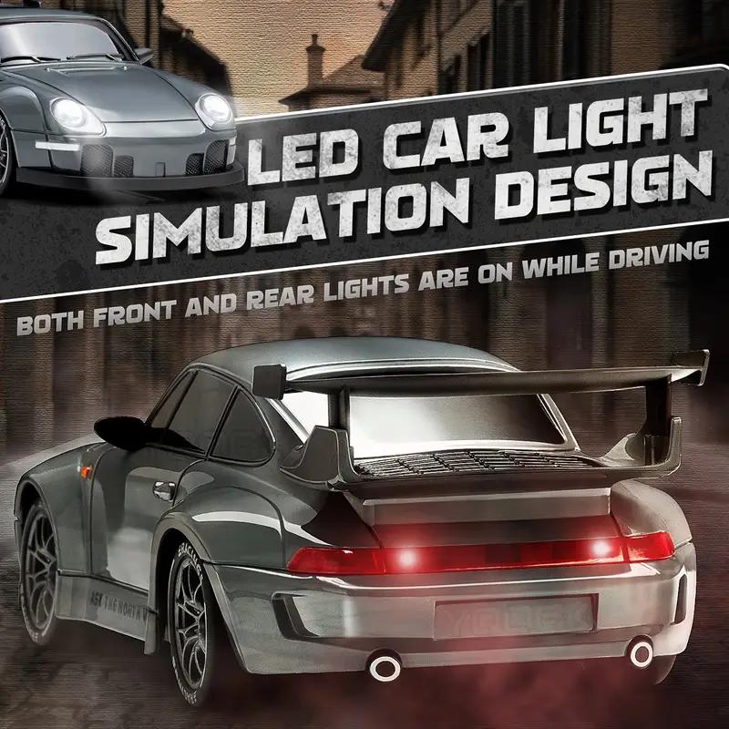 1:24 Scale RC Track Drift Car - 2.4Ghz 4WD with Lights, Tires & Obstacle Tools - Perfect Gift for Youngsters on Birthdays, Christmas, Holidays