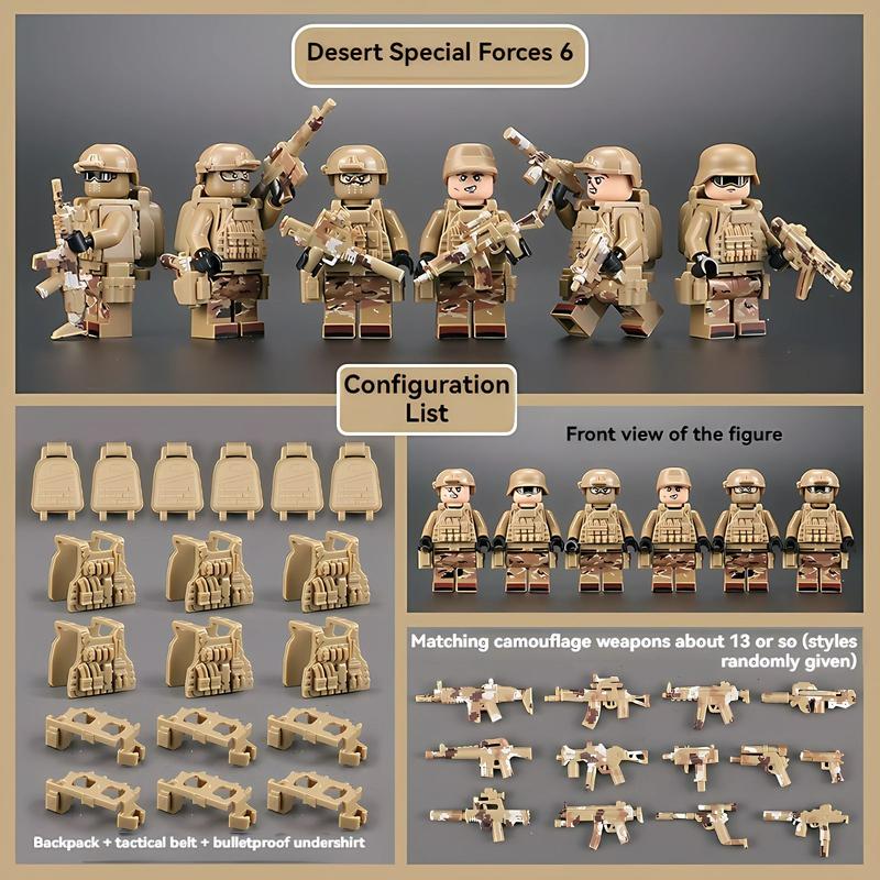 Children's Building Block Soldier Ghost Camouflage Special Forces Figures Set - Military Toy Collection
