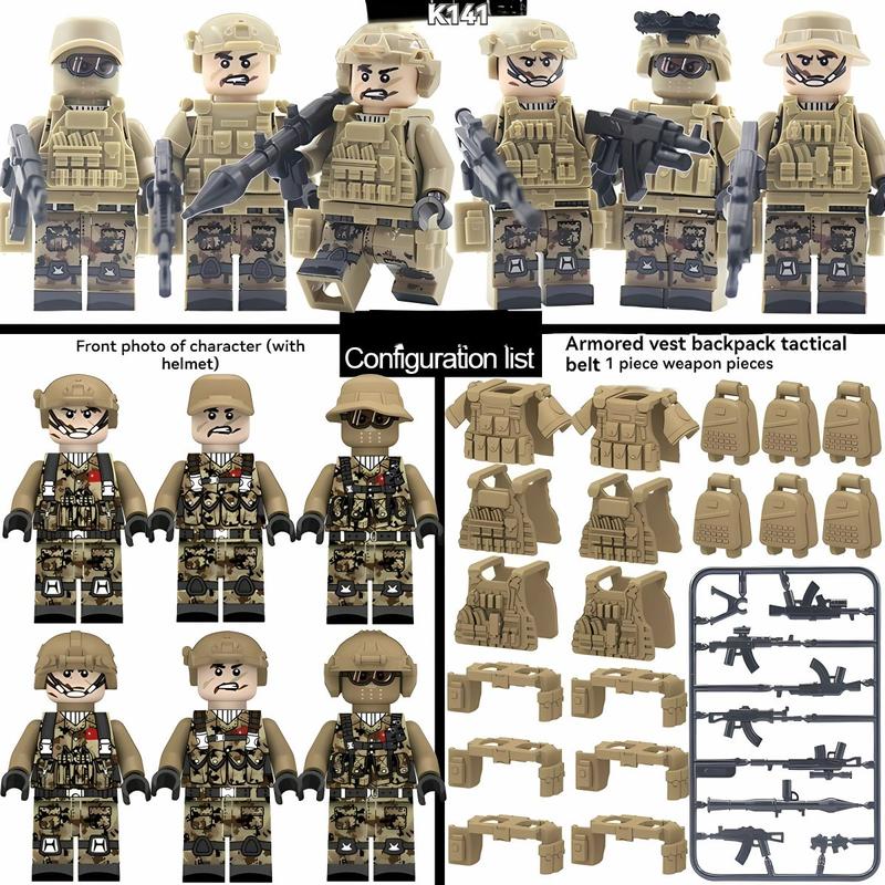 Children's Building Block Soldier Ghost Camouflage Special Forces Figures Set - Military Toy Collection