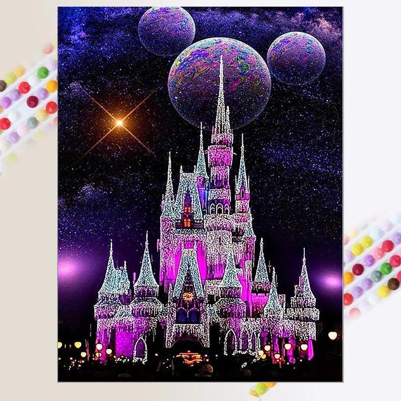 Disney Castle Pattern DIY Diamond Arts Colorful Painting Kit without Frame, DIY 5D Diamond Arts Colorful Painting Kit, Wall Art Decor for Home, Christmas Gift
