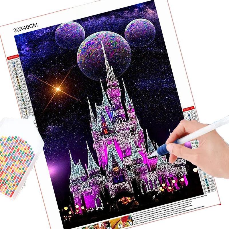 Disney Castle Pattern DIY Diamond Arts Colorful Painting Kit without Frame, DIY 5D Diamond Arts Colorful Painting Kit, Wall Art Decor for Home, Christmas Gift