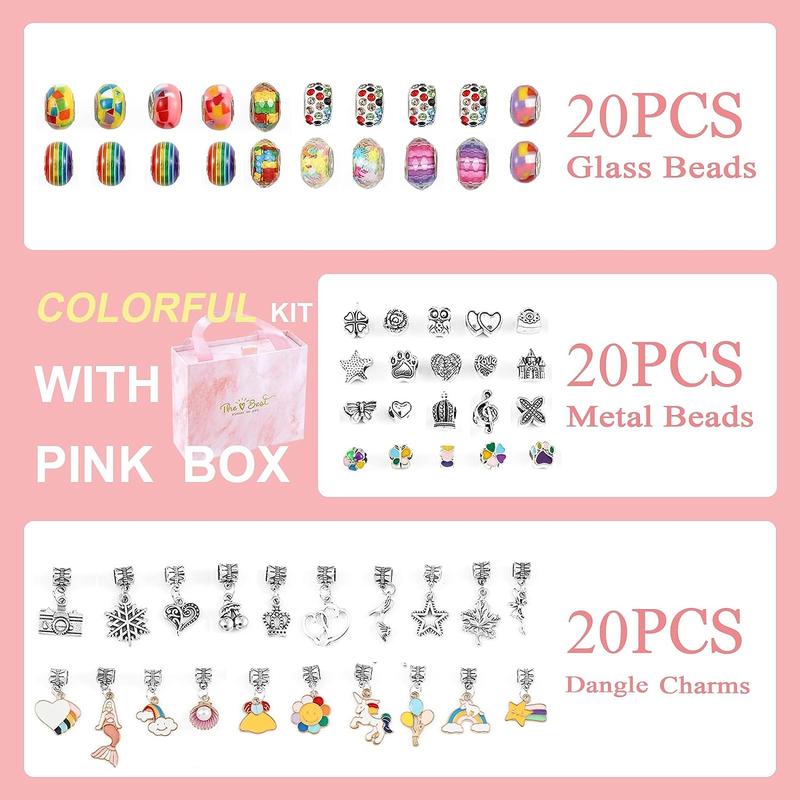 Chrismats 66pcs DIY Jewelry Making Kit, Unicorn & Mermaid Charm Beaded Bracelet, Jewelry Making Kit Great Idea Gift, Creative Craft Materials, Thanksgiving Christmas Gift Set