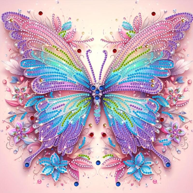 Butterfly Pattern DIY Diamond Arts Colorful Painting Kit without Frame, 1 Count DIY 5D Diamond Arts Colorful Painting Kit, Wall Art Decor for Home
