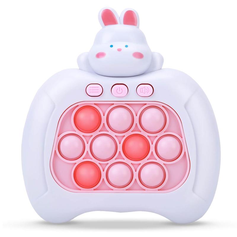 Fast Push Bubble Game, Upgraded Handheld Pop Light Up Pro Game Toys, Electronic Quick Push Game, Fidget Sensory Toys for Girls Pink Bunny