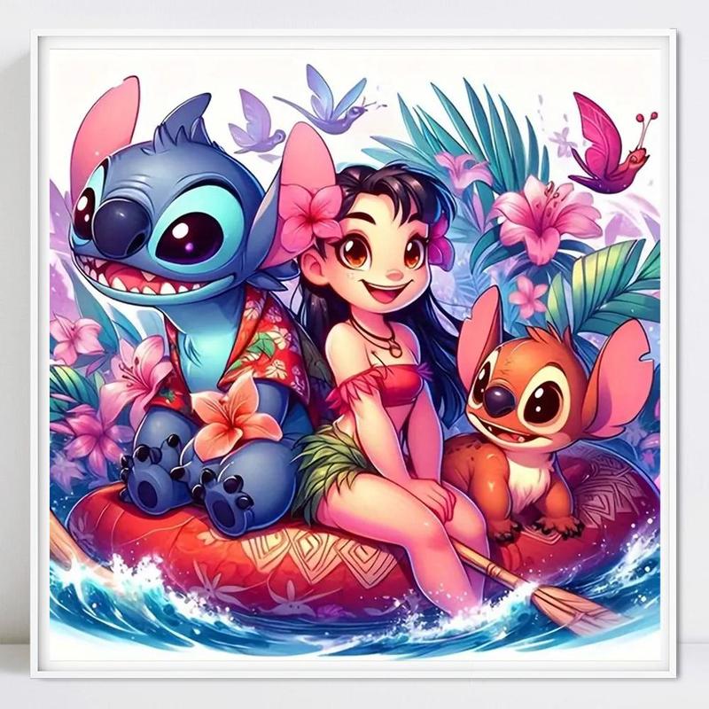 Stitch & Lilo Pattern DIY Diamond Arts Colorful Painting Kit without Frame, 5D Diamond Decorative Painting Kit, Wall Art Decorations for Gifts