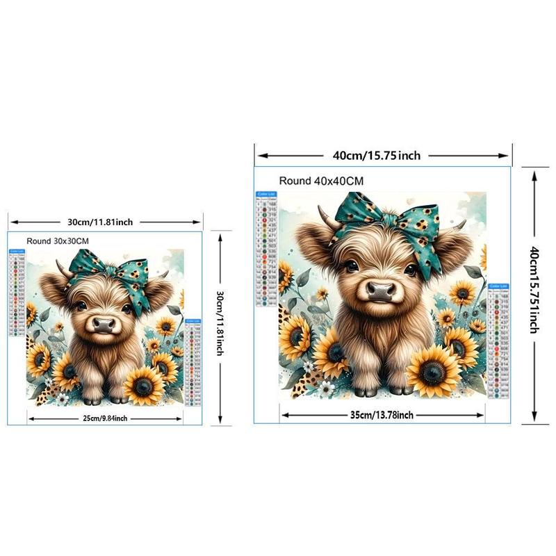 Cartoon Cow Pattern DIY Diamond Arts Colorful Painting Kit without Frame, DIY 5D Diamond Arts Colorful Painting for Home Bedroom Wall Decor