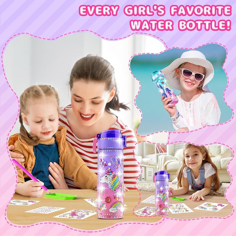 Christmas gift Unicorn Diamond Painting Toys & Friendship Bracelet Kit for Girls - Decorate Your Own Water Bottle Kits for Kids Ages 3 and Up