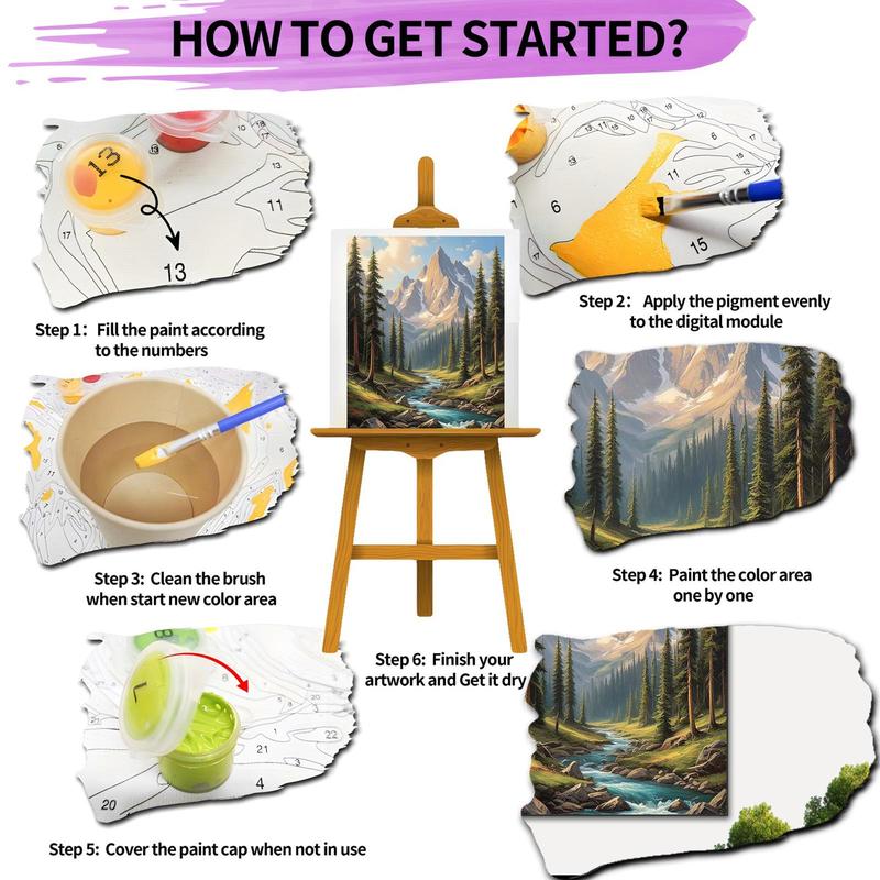 Landscape Pattern DIY Painting Kit without Frame, 1 Set DIY Paint By Number Kit with Accessories, DIY Painting Supplies for Home Decor