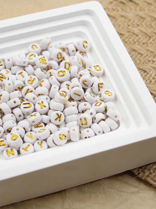 Letter Print Beads Kit, Fashionable Beads Set for Necklace & Bracelet Making, DIY Jewelry Making Supplies for Women & Girls
