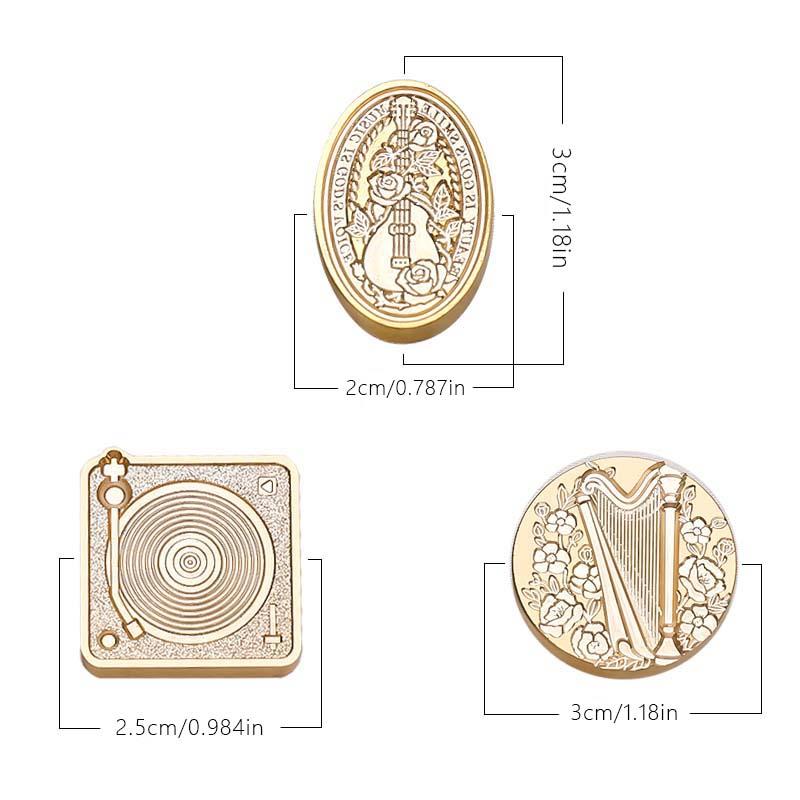 Music Note Pattern Stamp, 1 Count Vintage Brass Engraved Stamp, DIY Scrapbooking & Stamping Supplies for Wedding Invitation & Greeting Card