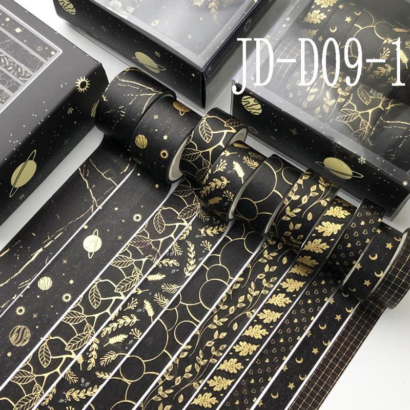 Washi Tape Set, 10 Rolls box Gold Foil Washi Tape, DIY Decorative Tape for Scrapbooking, Journaling, Gift Wrapping, Greeting Cards