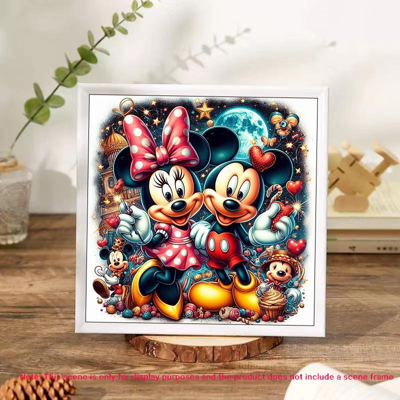 Disney Mickey & Minnie Pattern DIY Diamond Arts Colorful Painting Kit without Frame, DIY 5D Diamond Arts Painting Kit, Wall Art Decor for Home Bedroom