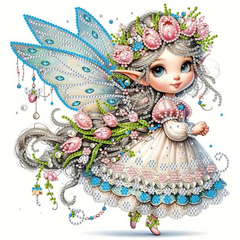 Cute Flower Angel Pattern DIY Diamond Art Painting without Frame, DIY 5D Diamond Arts Painting Kit, Wall Art Decor for Home Living Room Bedroom