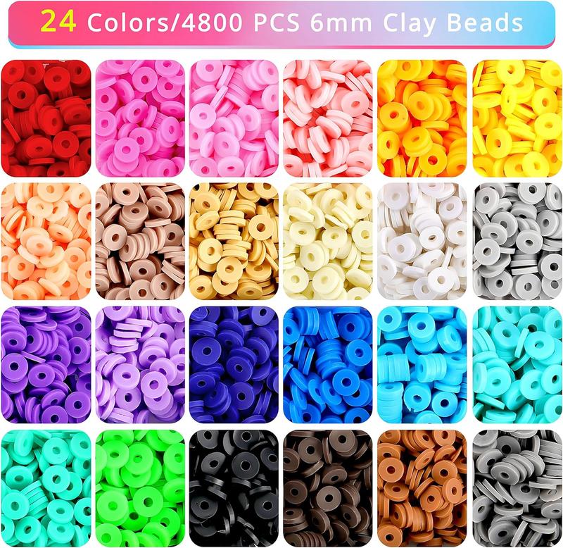 FUNTOPIA 5800+ Counts clay bead set for charm bracelets earring,DIY Friendship bracelet  6 mm polymer clay beads, 2 boxes with 440 Counts  letter beads A - Z , 19 different bead charms kit for jewelry making yourself gift