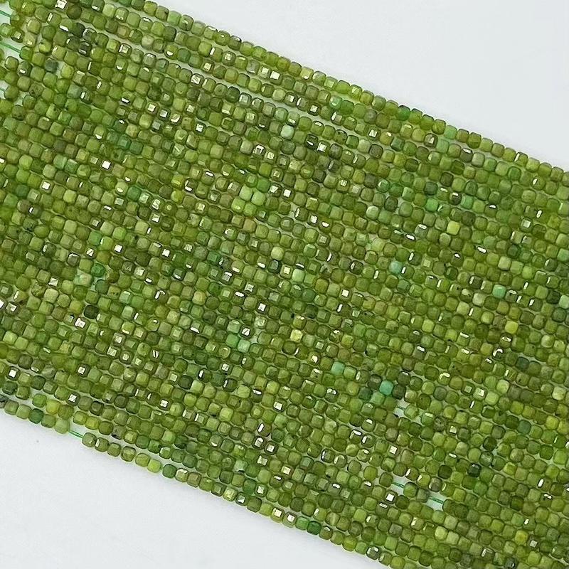 Natural Canada Green Jade Gemstone Cube Faceted Beads Tiny Loose Beads Square Faceted Beads For DIY Jewelry Making Desig Handmade Crafts Bracelet, Necklace, Earrings AAAA Quality 15.5 Inches Long, Semi Precious Stone, Spacer beads