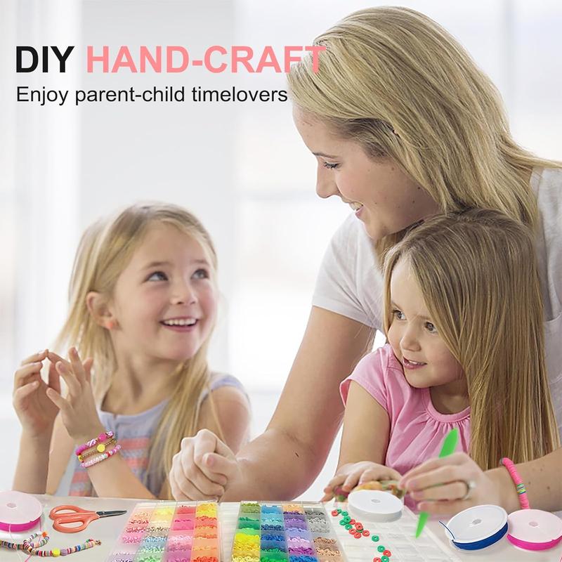18000 count Clay Beads Bracelet Making Kit, 4 Boxes 64 Colors Flat Polymer Heishi  with Gift Pack, Friendship Bracelet for Girls Ages 8-12