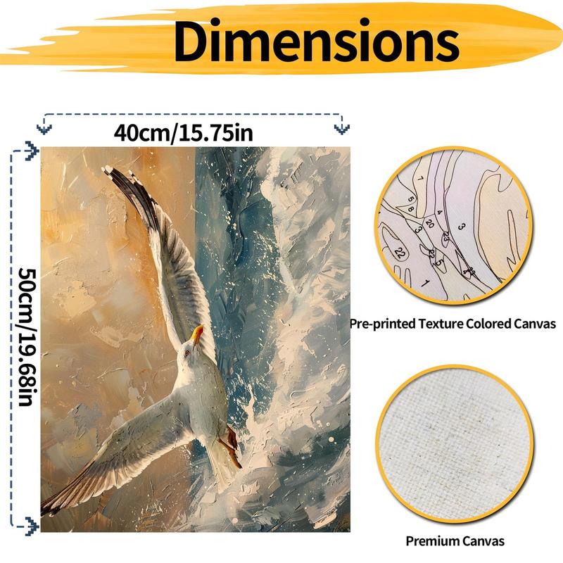 Seagull Pattern DIY Painting By Numbers Kit, 1 Set DIY Paint By Numbers Kit without Frame, Wall Art Decor for Home Living Room Bedroom