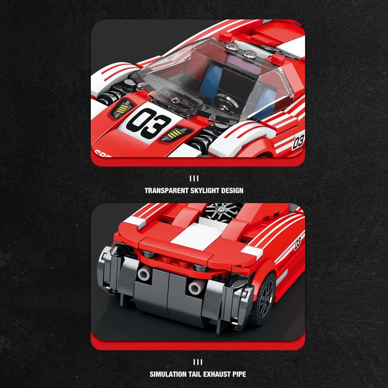 Reobrix 917 Living Legend Supercar Building Set, Super Race Vehicles Building Toy Birthday Gifts for Kid Aged 6+. (355PCS)