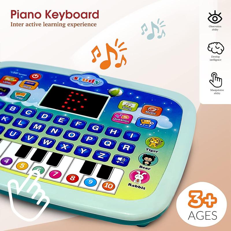 Tablet Toddler Learning Pad Interactive Toy with Screen -Educational Toys Fun Gifts -Music Piano ABC Numbers Words Spell Animals - for Boys&Girls 3+ (Blue)u2026u2026