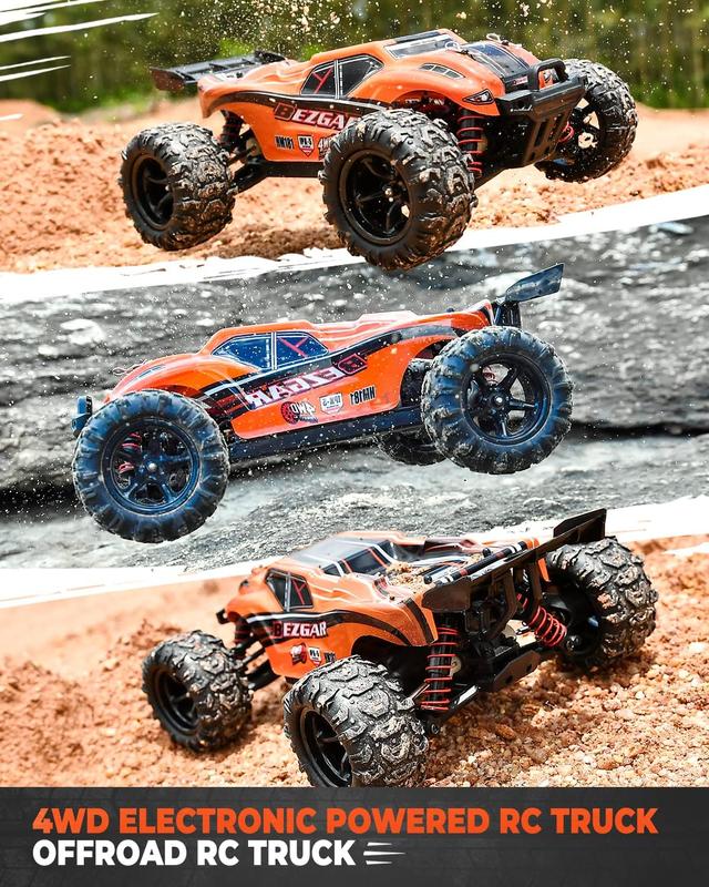 BEZGAR HM181 Hobby Grade 1:18 Scale Remote Control Monster Vehicle Trucks - 4WD Top Speed 35 Km h All Terrains Off Road RC Truck, Waterproof RC Car with 2 Rechargeable Batteries for  children  and Adults age 4+ giant gaspowered rccars rc car