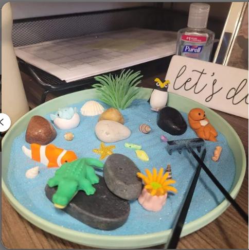 Mini Ocean Zen Garden Beach Sand Blue Desk Accessory DIY Kit Holiday Christmas Gifts for Him Her Sea Otter Office Decor Fidget Toy Therapy mini zen garden, beach decor, unique zen gardens, sand garden, ocean zen garden, New Job Gift, Home Office Decor