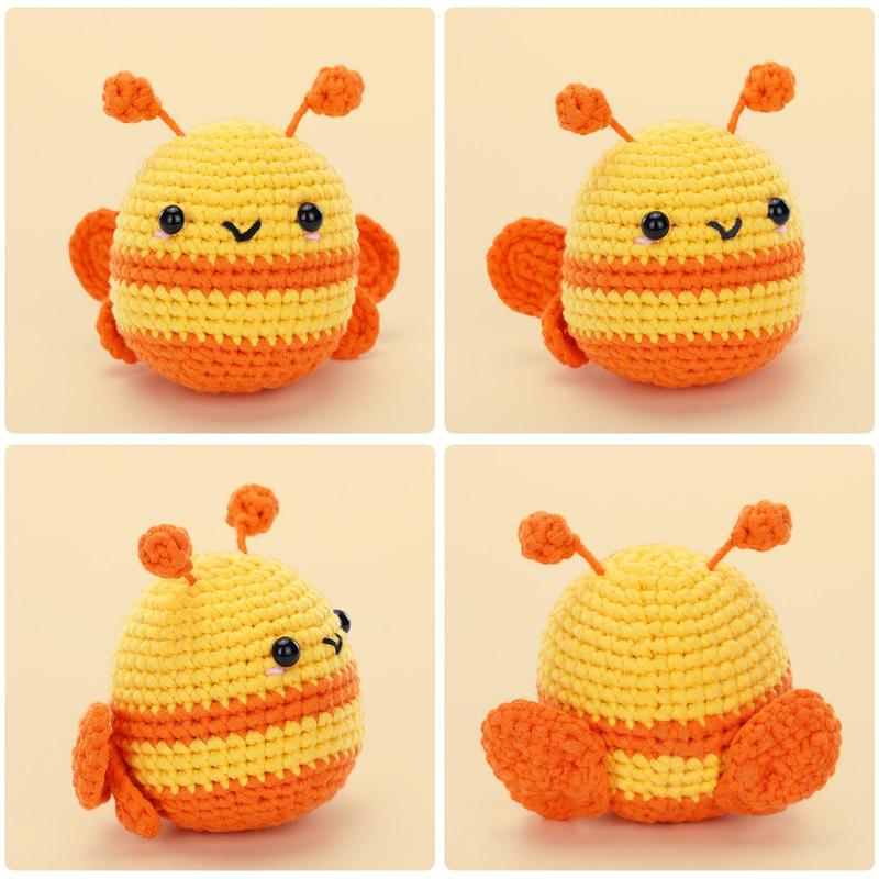 Crochet Kit for Beginners, 1 Set Cute Bee Crochet Kit with Step-by-Step Instructions and Video Tutorials, Complete Crochet Starter Kit for Birthdays Gift