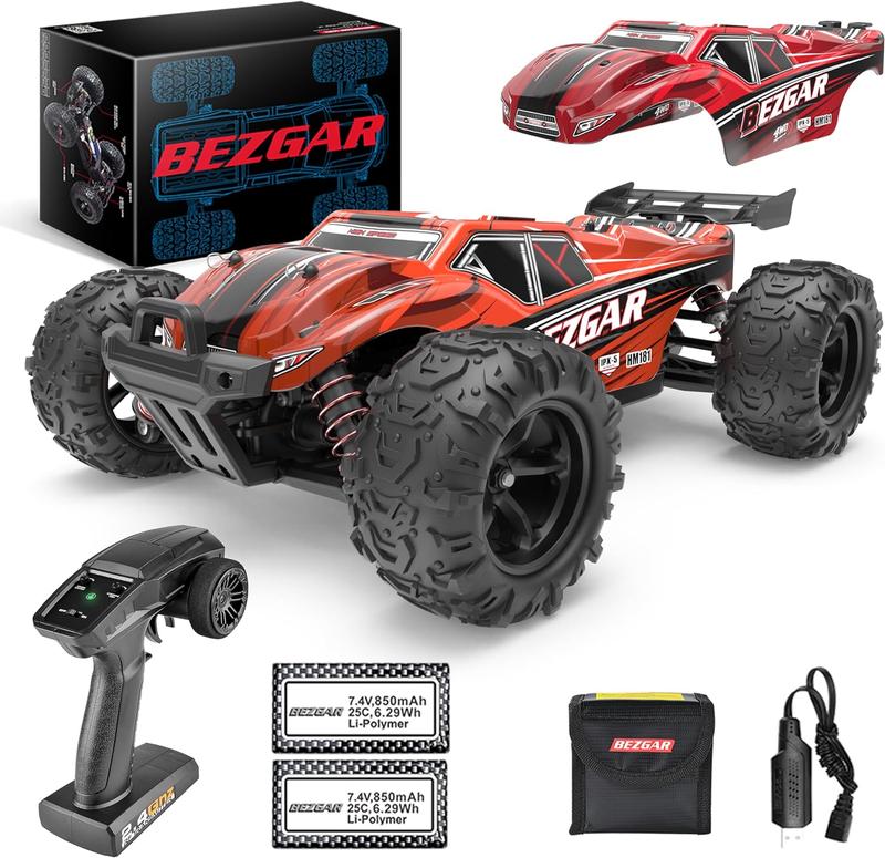 BEZGAR HM181 Hobby Grade 1:18 Scale Remote Control Monster Vehicle Trucks - 4WD Top Speed 35 Km h All Terrains Off Road RC Truck, Waterproof RC Car with 2 Rechargeable Batteries for  children  and Adults age 4+ giant gaspowered rccars rc car