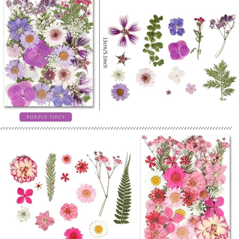 Dried Flower Set, 4 Packs Pressed Flowers for Resin Molds, Real Dried Flower Leaves for Resin Jewelry Making, Dry Flowers for Scrapbooking Crafts