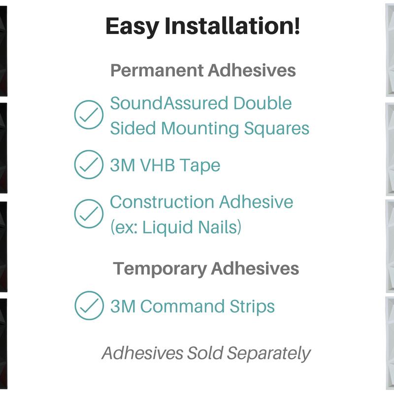 SoundAssured Small Acoustic Diffuser Panels - 3D PVC Wall Panels For Home Recording Studios, Home Theaters, Offices and More