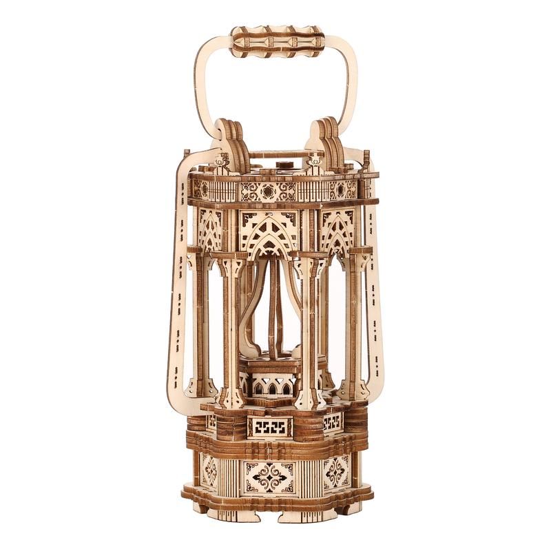 Antique Lantern Luminous LED 3D Wooden Puzzles for Adults to Build - 2-Mode Lighting - Engineering DIY Project Mechanical 3D Puzzle Model Kits for Adults