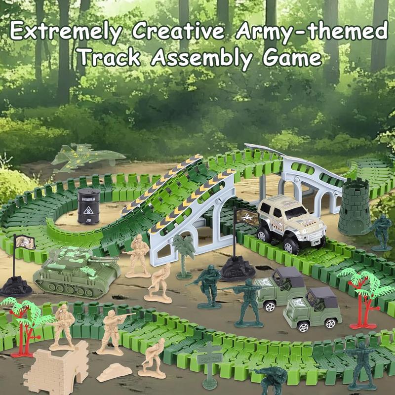 Race Tracks for Kids,Toddler Boy Army Car Tracks Toys with Trucks, Tanks, Aircraft, Christmas Birthday Gifts for Age 3 4 5 6 7 8 Year Old Boys