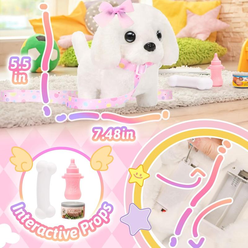 Plush Toys Interactive Puppy Toy for Kids,Electronic Toy Dog That Walk and Bark,Tail Wagging, Fake Dog Toy with Leash,Perfect Easter Christmas Birthday Gift for Kids Toddlers