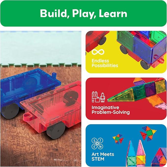 Car building block Construction Kit block set, Magnetic Tiles Kids Toys Magnet Toys for Toddler Magnetic Blocks Toys Preschool STEM Learning Sensory Montessori Toys for 3-12 year Old Boys kids, Safe Creativity Toddler Kids Toys, Christmas train,Gift model