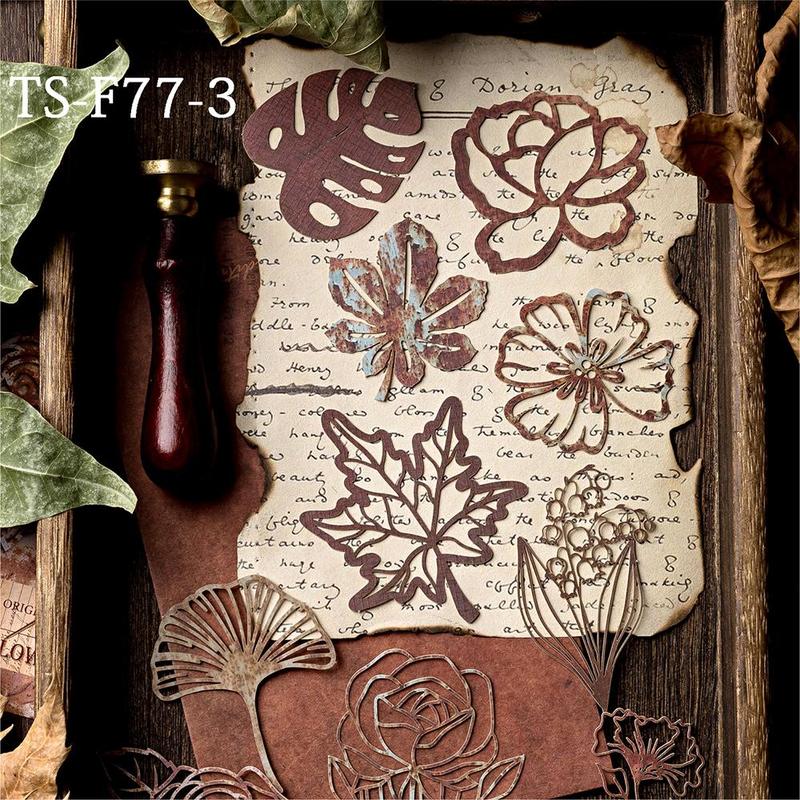 Vintage Hollowed Hard Card Sticker, 10 Sheets pack Scrapbooking & Stamping Sticker, DIY Decorative Sticker for Scrapbooking & Journal Making