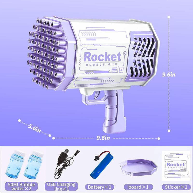 FLASH SALE 51%  Bubble Gun Rocket 69 Holes Soap Blaster Machine, Bazooka Bubble Launcher Blower Toys for Kids Outdoor Indoor, Bubble Maker for Party Birthday Wedding