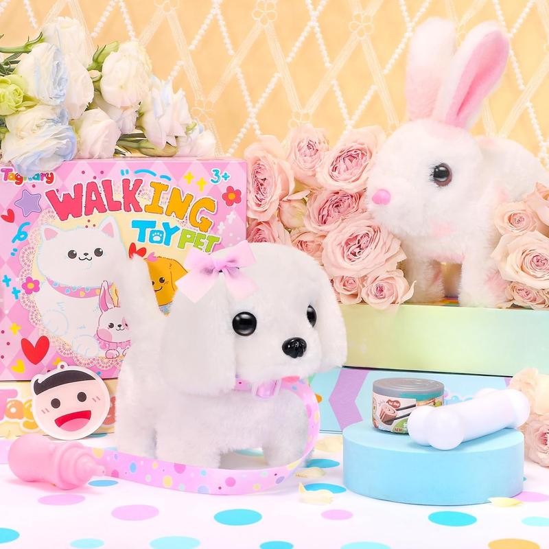 Plush Toys Interactive Puppy Toy for Kids,Electronic Toy Dog That Walk and Bark,Tail Wagging, Fake Dog Toy with Leash,Perfect Easter Christmas Birthday Gift for Kids Toddlers