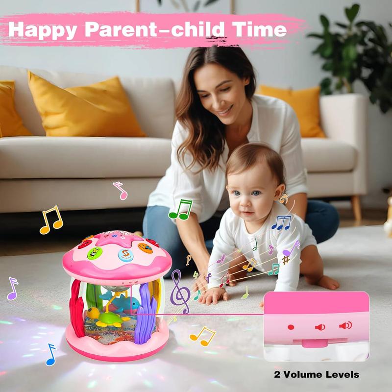 Ocean Rotating Light up Musical Toy for Girls Boys - Pink Musical Learning Toys for Kids - Birthday, New Years, Holiday Gifts