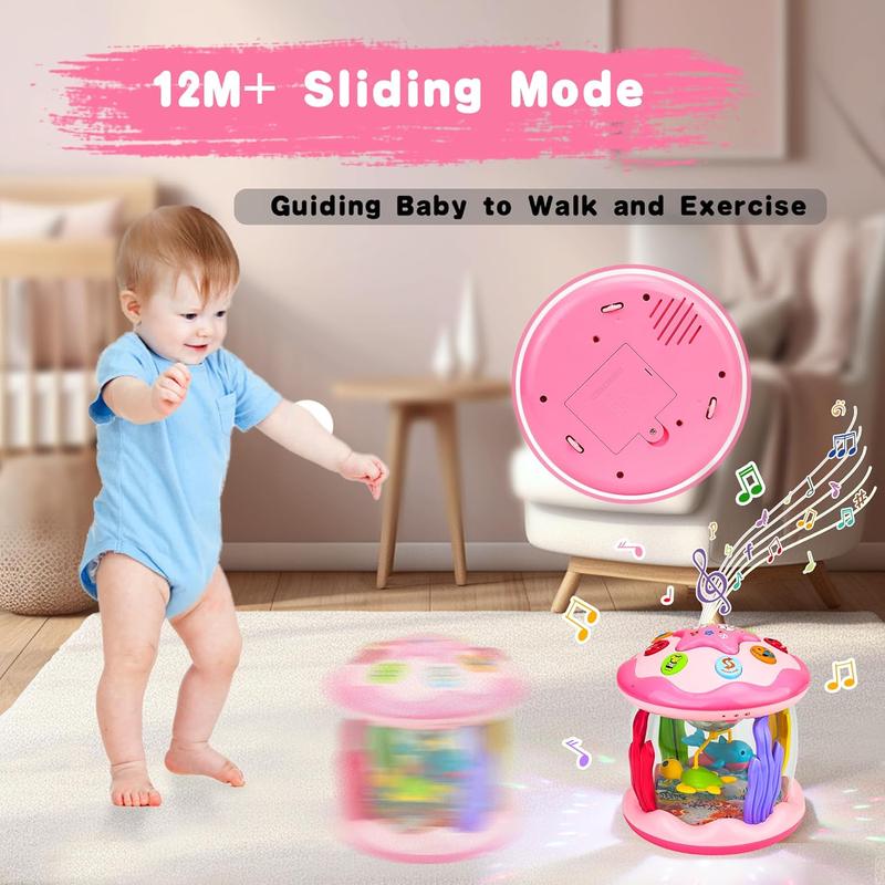 Ocean Rotating Light up Musical Toy for Girls Boys - Pink Musical Learning Toys for Kids - Birthday, New Years, Holiday Gifts