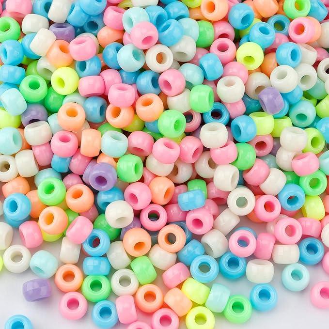 1100Pack Pony Beads,Beads for Making,Friendship Bracelet Beads,Beads for Bracelets,Hair Beads,Beads for Crafts,Pony Beads Bulk,Kandi Beads,Colorful Beads,Necklace Beads,DIY Beads