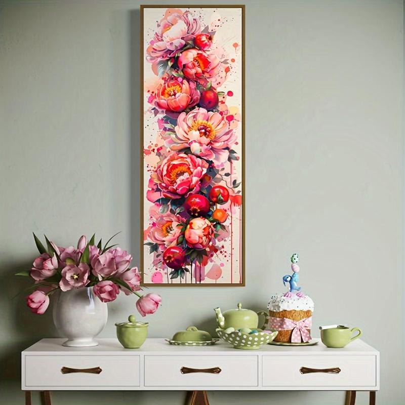 Flower Pattern DIY Diamond Arts Colorful Painting Kit without Frame, DIY 5D Diamond Arts Colorful Painting Kit, Wall Art Decor for Home Living Room Bedroom