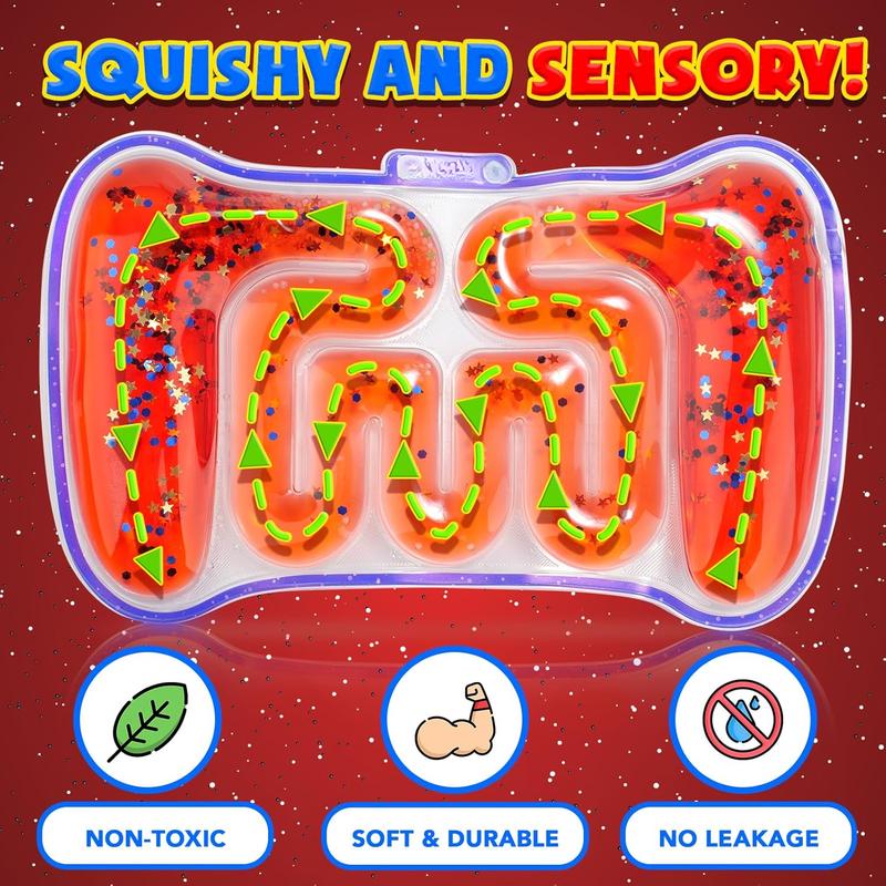 Kids' Squeeze Toys - Sensory tubes filled with colored gel, glitter, goodies bag filler for boys and girls, Kids' Toy prizes (9 