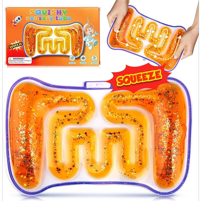 Kids' Squeeze Toys - Sensory tubes filled with colored gel, glitter, goodies bag filler for boys and girls, Kids' Toy prizes (9 