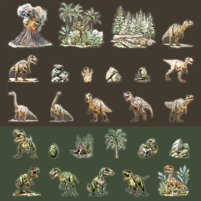 Dinosaur Pattern Sticker, 15pcs set Waterproof Self Adhesive Decorative Sticker, DIY Decals for Scrapbooking, Journaling, Gift Wrapping