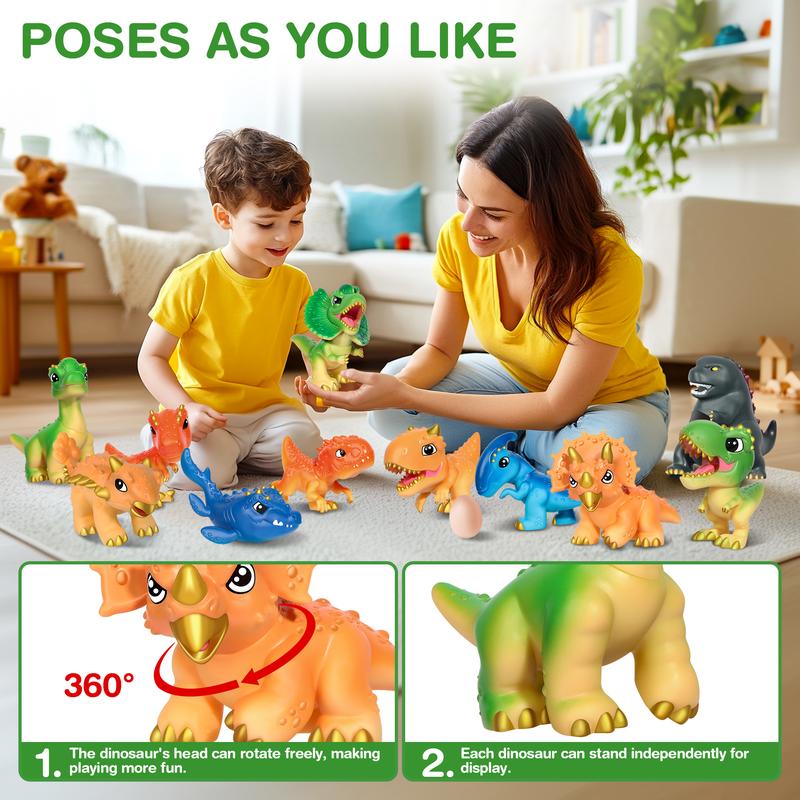 11 Dinosaur Toys for Birthday Gift Plastic Dino Toy Set,11 Soft Small Dinosaur Figures & 1 Egg, Series of Dinosaur Models Perfect Gifts for Dinosaur Lovers For aged 12 and above
