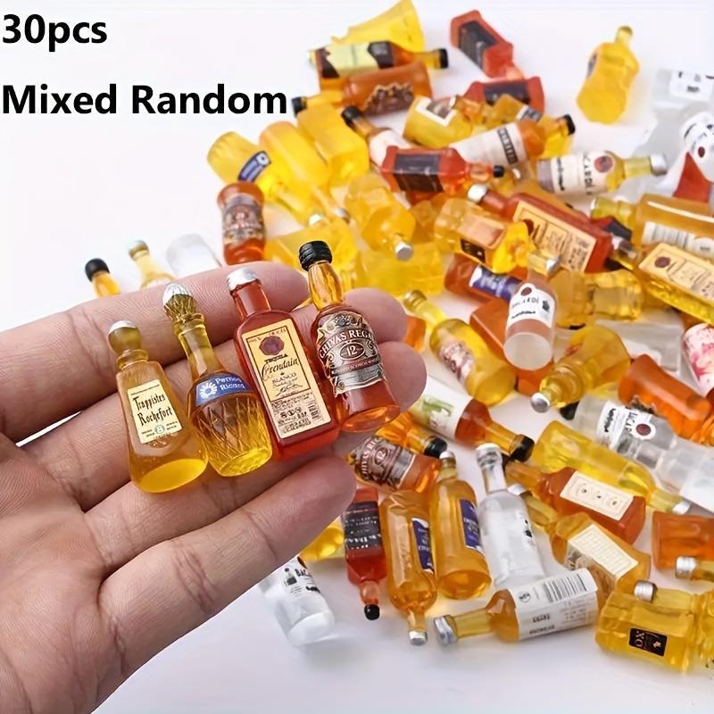 Random Style Mini Wine Bottle Resin Ornament Decoration Set, 30pcs set Mixed DIY Craft Miniature Wine Bottles, Resin Accessories for Scene, Fairy Garden