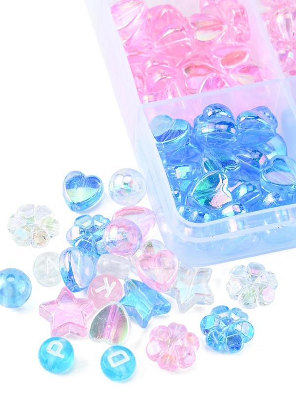 Mixed Color Beads & Star & Heart & Flower Shaped Beads, Transparent Acrylic Beads, DIY Jewelry Making Supplies for Bracelet & Necklace