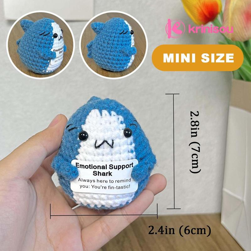 Positive Crochet Shark Gifts, Crocheted Emotional Support Animal, Unique Birthday Gift for Shark Lovers Friends Women Men 1Pc