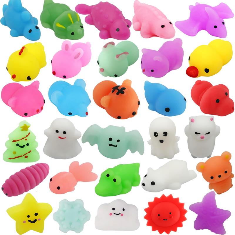 30 Pack Mochi Squishies Toys Set, Fun and Cute Party Favors for Kids,Stress Relief Toys for Boys Girls Birthday Gift,Treasure Box Toys for Classroom Prizes,Goodie Bags Fillers with Storage Box