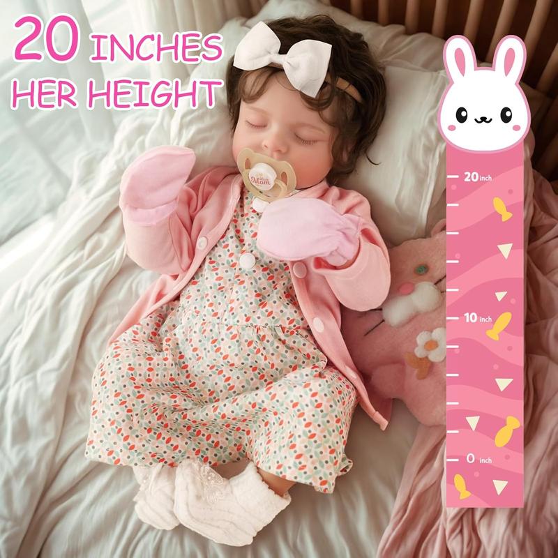 BABESIDE Reborn Baby Dolls Girl - 20 Inch Full Vinyl Body Anatomically Correct - Hand-Rooted Hair Eyes Closed Sleeping Baby - Realistic-Newborn Real Life Baby Dolls with Accessories for Kids Age 3+