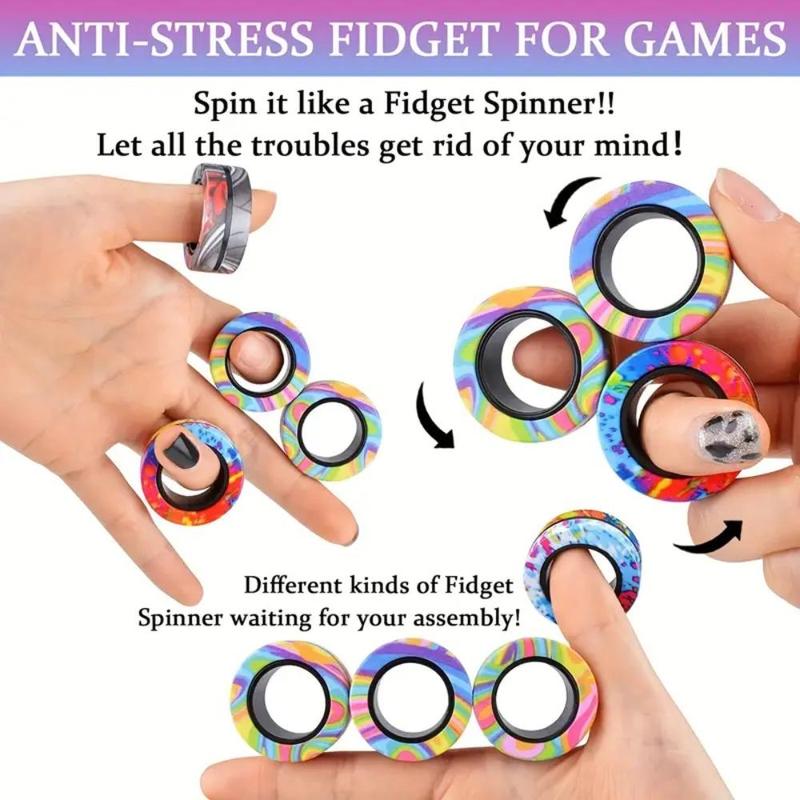 Magnetic Ring Fingertip Toy, 3 Counts set Stress Relief Finger Magnet Toy, Finger Magnet Toy for Party, Birthday Gift Ideas, Festive & Party Supplies